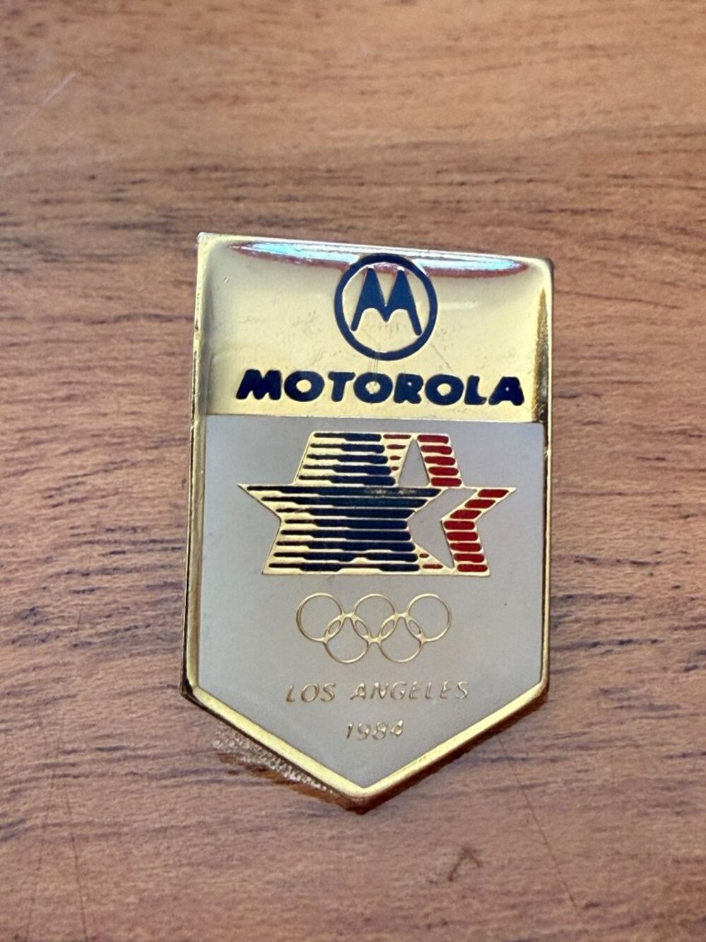 3 Vintage 1984 LA Olympics Sponsor Pins Motorola ARCO Procter & Gamble Lot